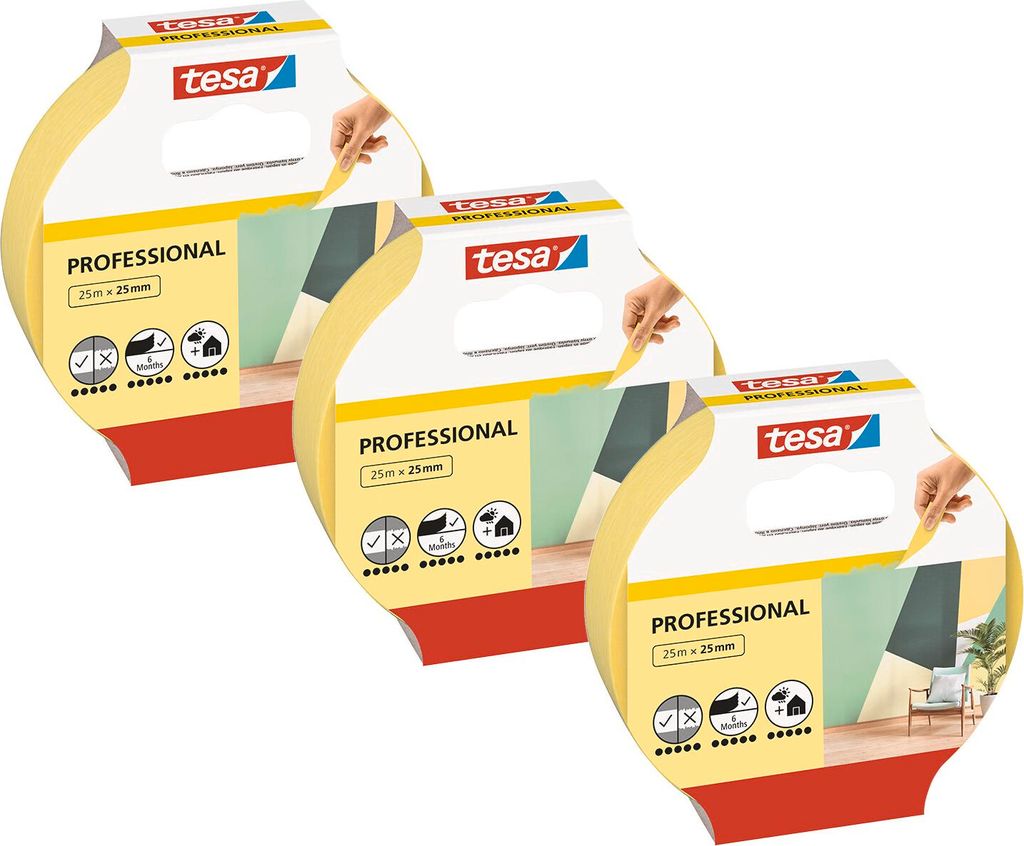 3 x tesa Abklebeband Kreppband Abdeckband Malerkrepp Klebeband Maler tesakrepp
