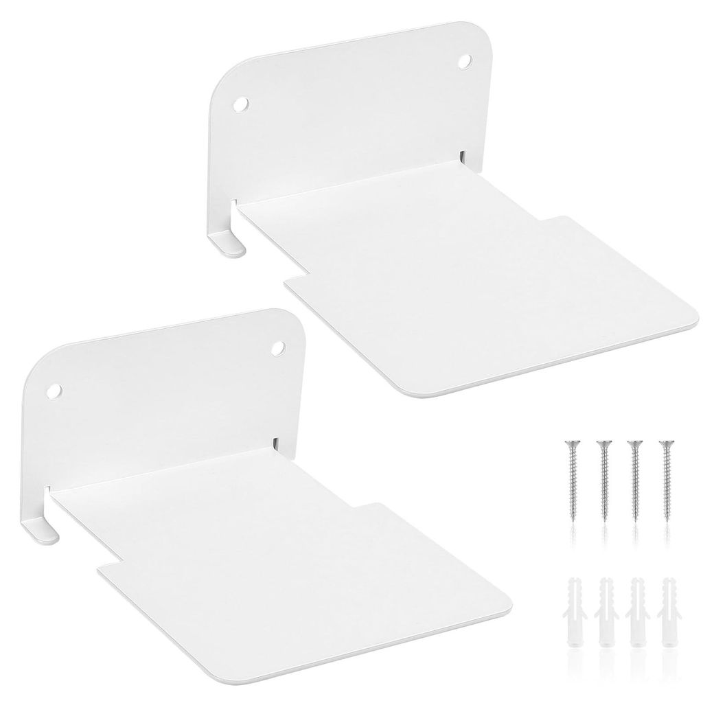 Weißes Wandregal, 2 Stück, kleines weißes Wandregal, schwebendes Regal, Metallregal, weiß, unsichtbare Wandregale, Wandregale, Badezimmer-, Woh...