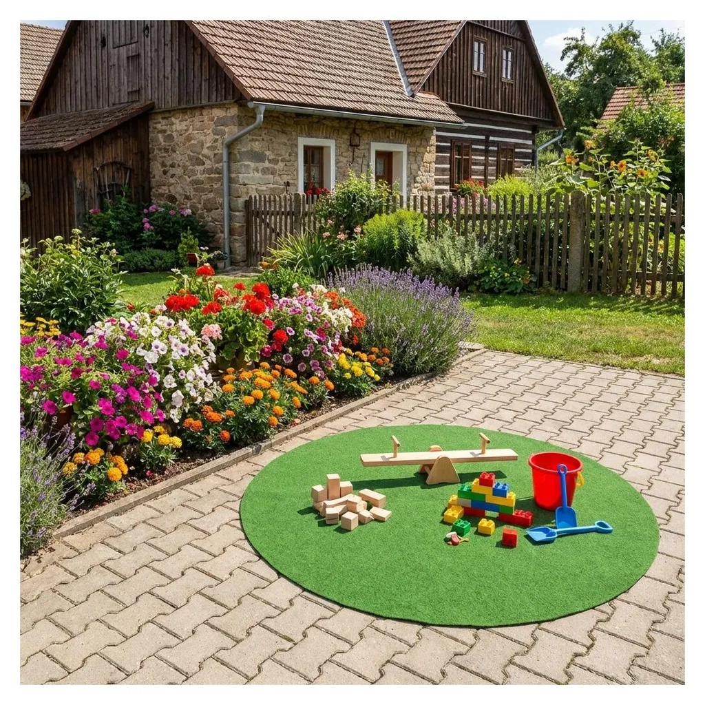 Décoration contour de piscine : gazon artificiel rond 200cm Sporting