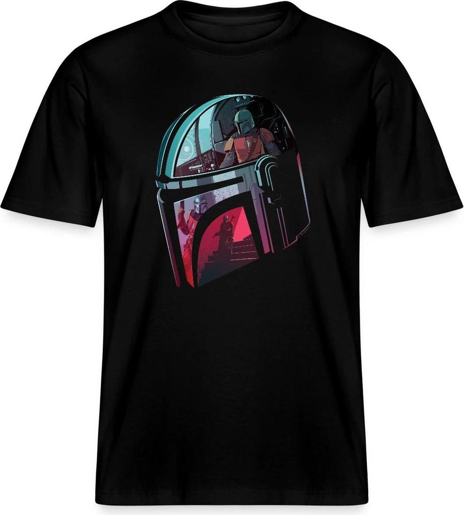 Star Wars: Mandalorian Verspiegelter Helm Relaxed Fit Uni T-Shirt, S, Schwarz