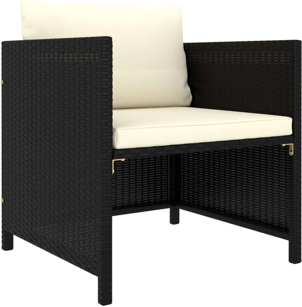 The Living Store Gartensofa mit Kissen Schwarz Poly Rattan