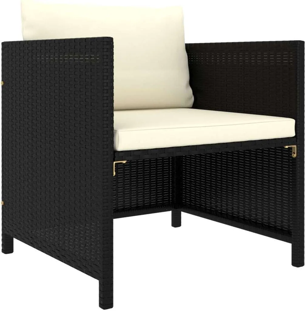 Canapé de jardin avec coussins Noir Poly Rattan - Salon de jardin chic
