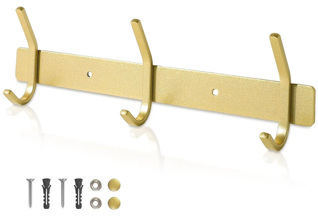 Portemanteau inox doré anti-rouille 30cm fixation murale gain de place