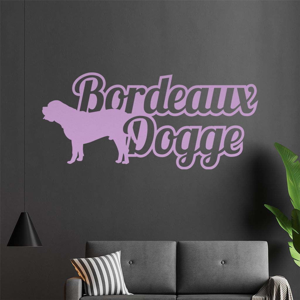 KIWISTAR Bordeaux Dogge mit Namen Schrift Wandtattoo in 6 Größen - Wandaufkleber Wall Sticker - Dekoration, Küche, Wohnzimmer, Schlafzimmer, Bad...