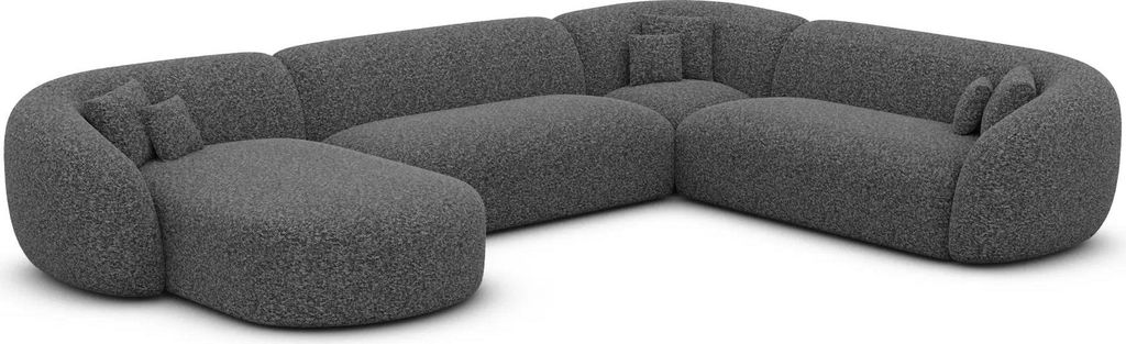 Bouclé U-Form XXL Wohnlandschaft Gaia Graphit Links