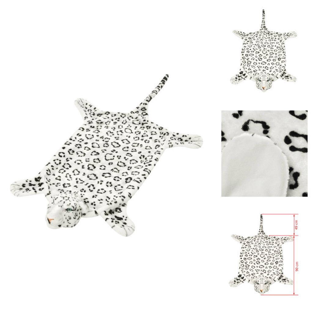 vidaXL Plüsch Leopardenfell Teppich 139 cm Weiß - Teppiche