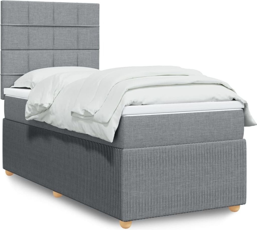 Maison Exclusive - Boxspringbett mit Matratze Hellgrau 90x200 cm Stoff