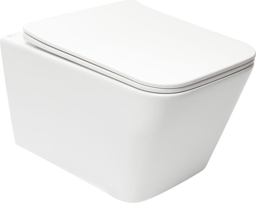 BB EDGY Wand Hänge WC spülrandlos Toilette mit SoftClose TakeOff WC-Sitz, weiß