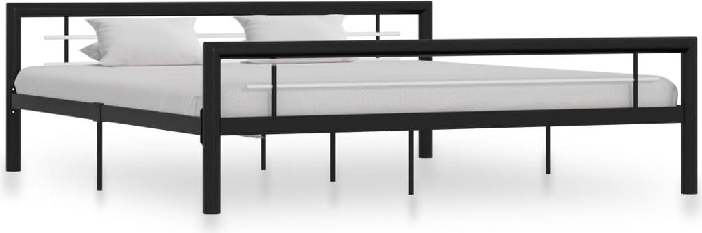 Bettgestell Schwarz und Weiß Metall 180×200 cm