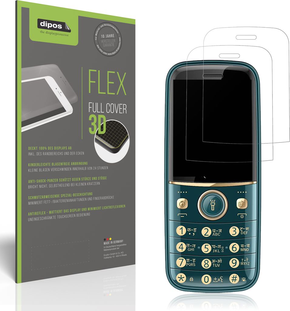 2x Full Cover Schutzfolie matt für Cellecor R10 Panzerfolie Anti-Shock