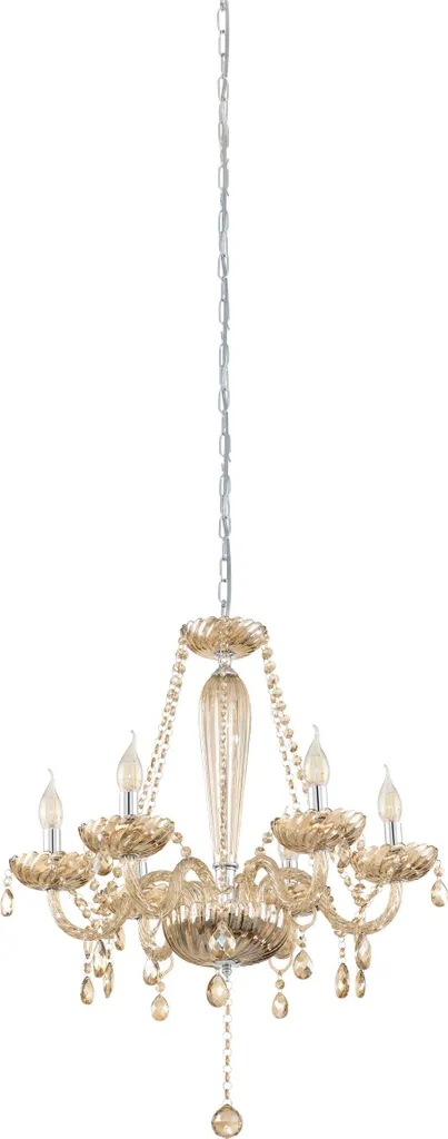 Lustre en verre suspension 6 bras Basilano coloris ambre pour le salon