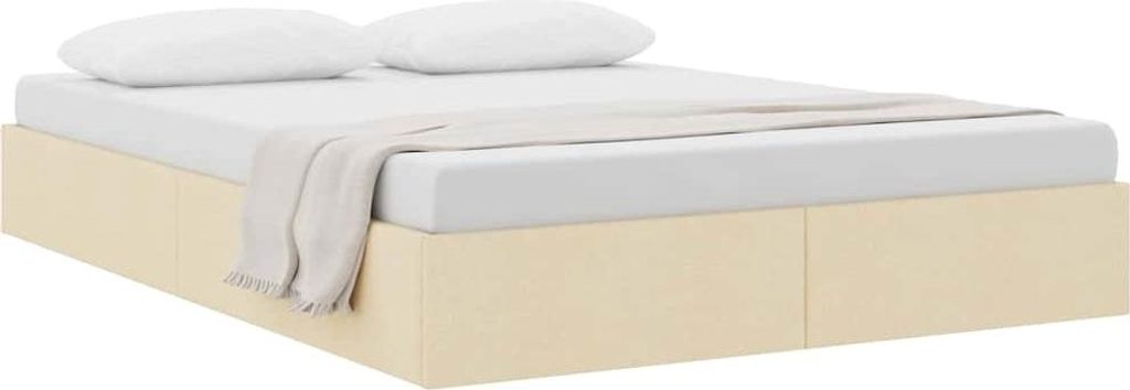 vidaXL Aufbewahrungsbett mit Kopfteil Creme 140 x 190 cm Stoff