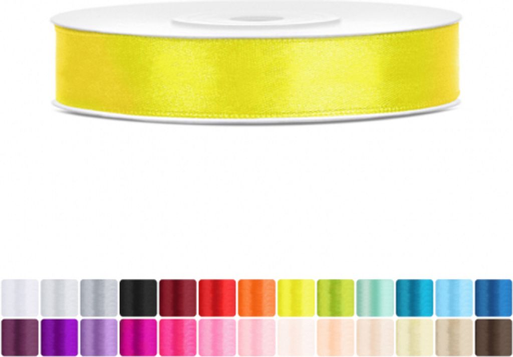Satinband 12mm Gelb - 25 Meter Rolle Geschenk- & Schleifenband
