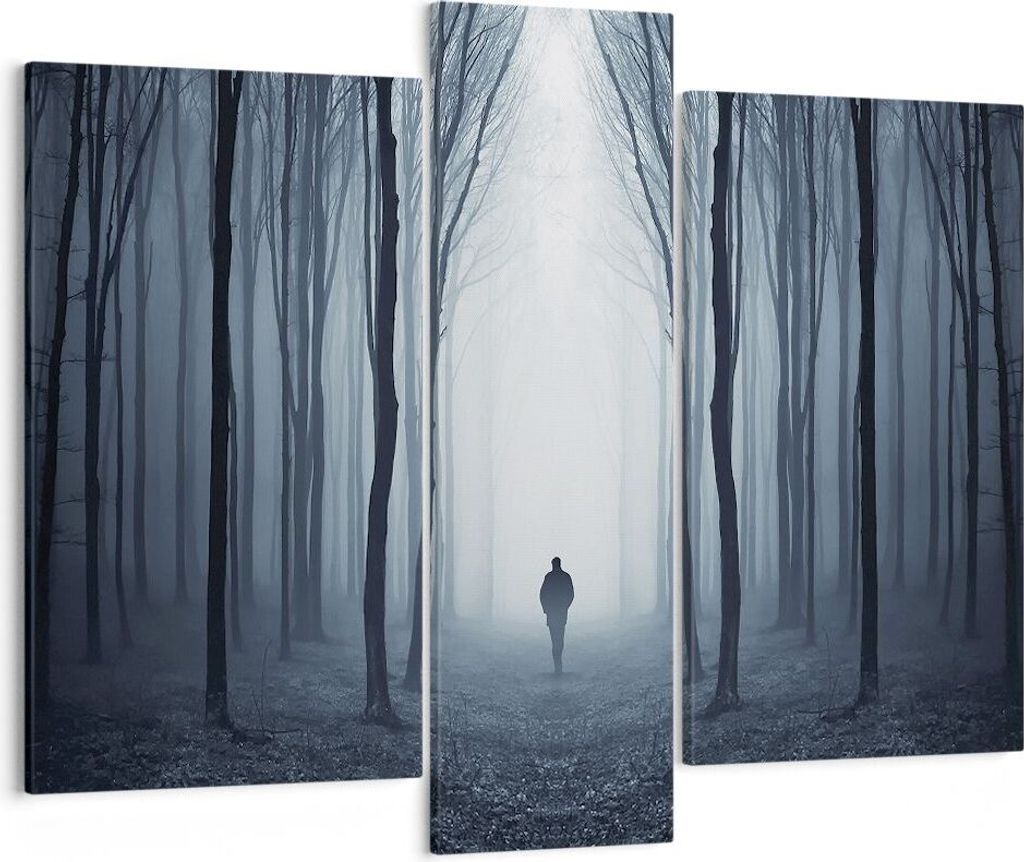 Bild auf Leinwand - Leinwandbild - 3 Teile - Charakter Wald Einsamkeit - 95x80cm - Wand Bild - Wanddeko - Wandbilder - Leinwanddruck - Bilder - Wan...