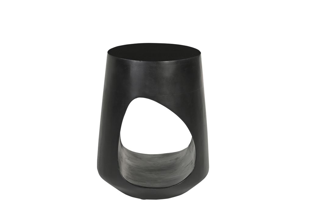 SIT Möbel Beistelltisch Ø 32 cm | mit offenem Fach | Mango massiv schwarz | B 32 x T 32 x H 46 cm | 14771-11 | Serie BLACK SMOOTH