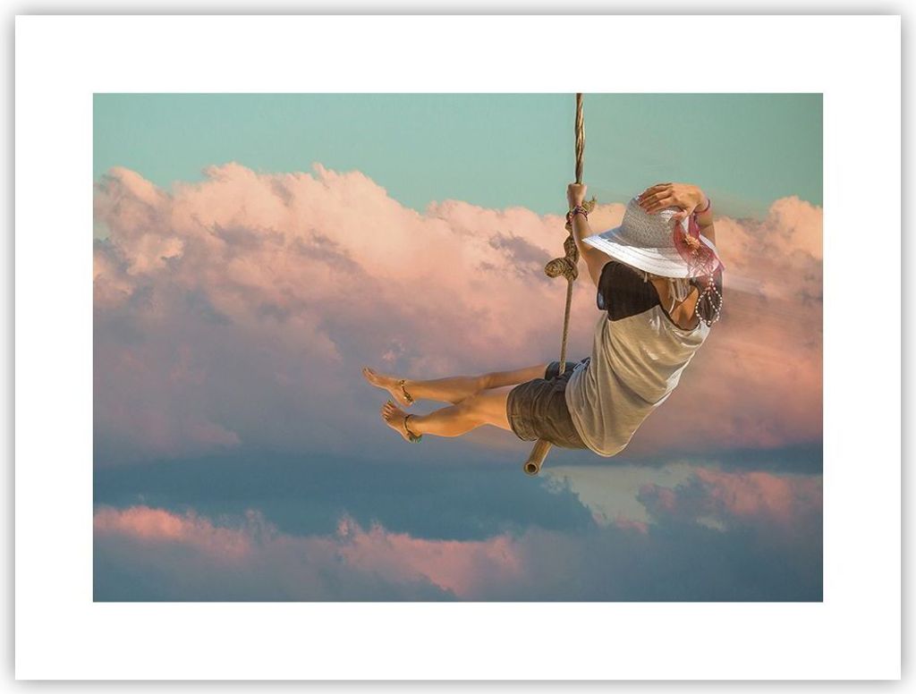 Poster - Poster ohne Rahmen - Schaukeln Seil Himmel - 40x30 cm - Wand Bild - Wanddeko - Wandbilder - Kunstposter - Wandposter - Bilder - Kunstdruck...