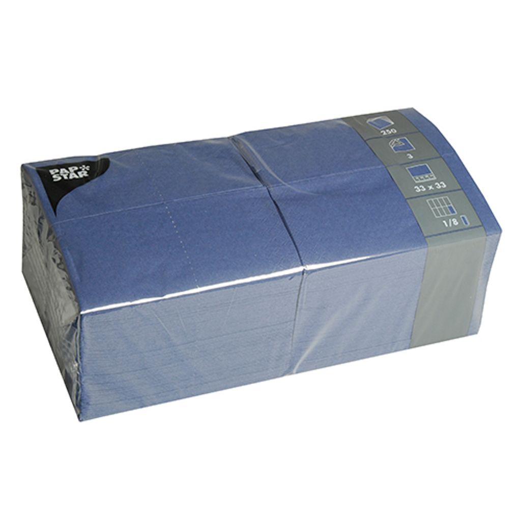 Papstar Servietten, 3-lagig 1/8-Falz 33 cm x 33 cm dunkelblau, 4 x 250 Stück