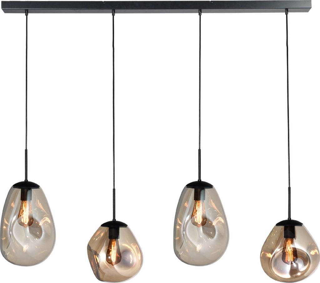 masterlight Pendelleuchte Lava 4-flammig Glas Gold 130x24cm