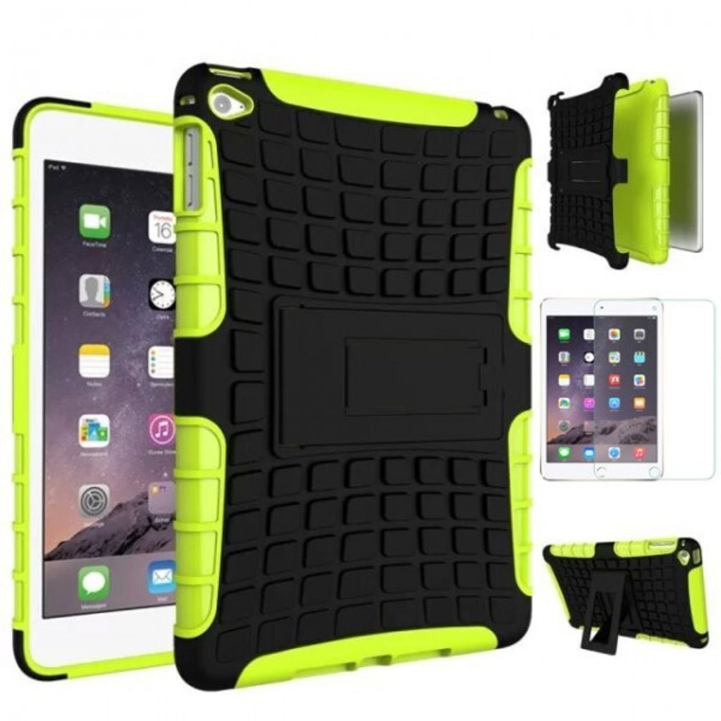 Für Apple iPad Mini 5 7.9 2019 Hybrid Outdoor Grün Tasche Etuis + 0.3 mm H9 Glas