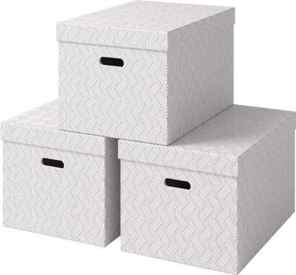 Lot de 3 boîtes de rangement en carton recyclé 46L - Format standard