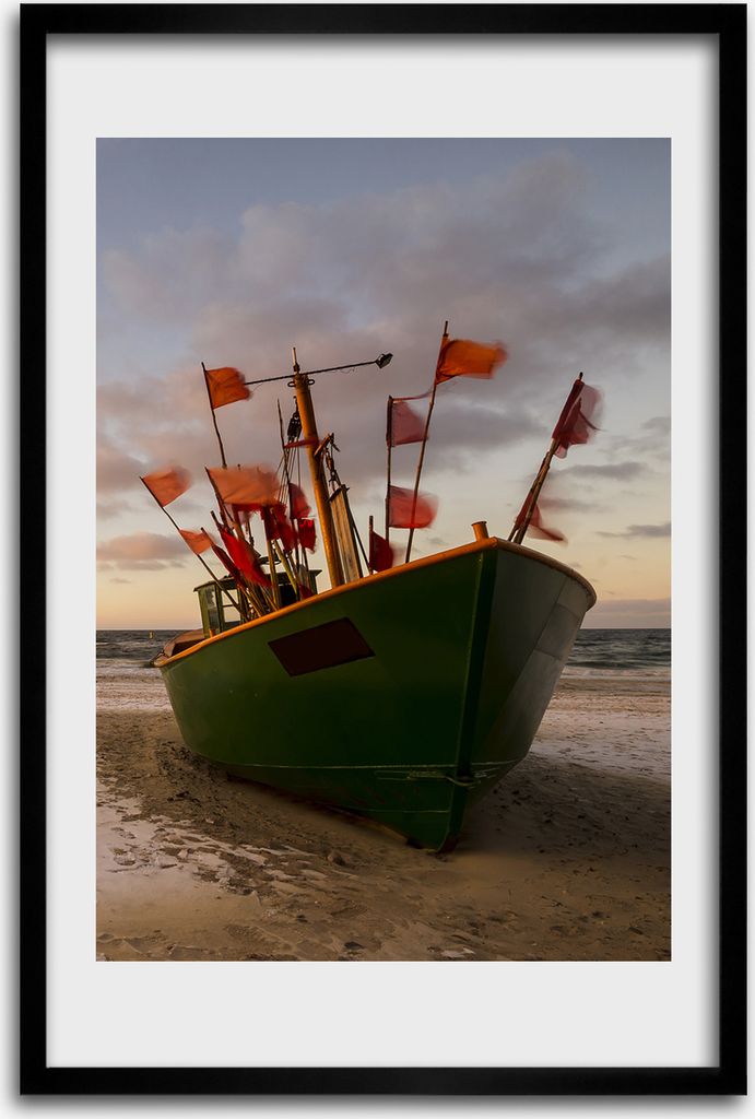 Bild - Bilderrahmen - 40 cm x 60 cm - MDF - Rahmen - Wandkunst - Fischerboot