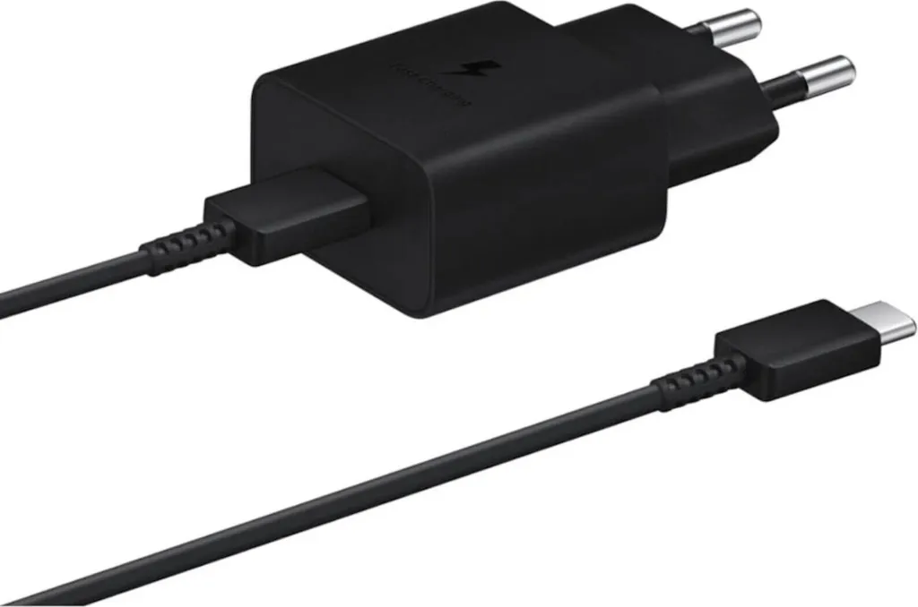 Caricabatterie originale Samsung Cavo di ricarica rapida Adattatore Alimentatore 15W Connettore tipo C Nero Alimentatore + cavo di ricarica