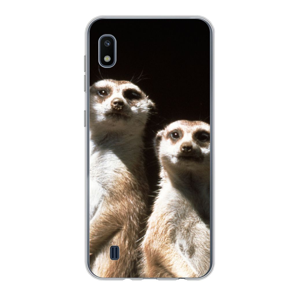 MuchoWow Handyhülle Schutzhülle Hülle für Samsung Galaxy A10 Schwarz - Erdmännchen - Tiere Silikon Softcase Handy Hülle - Schutzhülle
