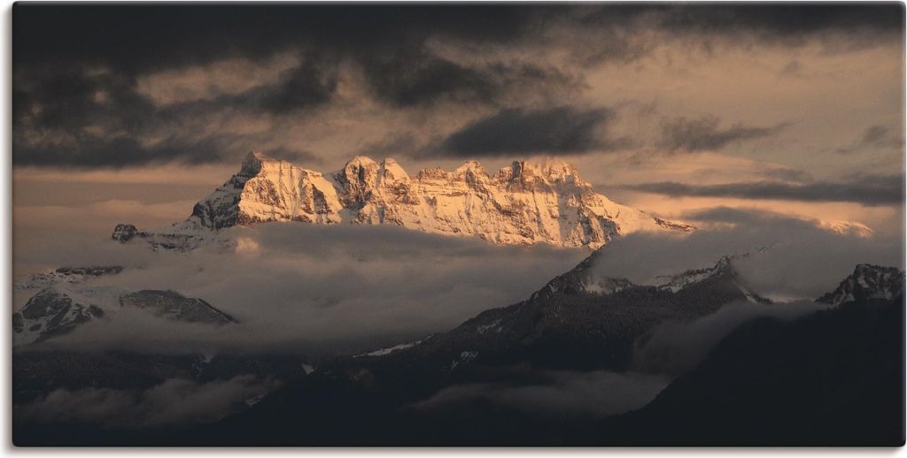 ARTland Leinwandbild Dents du Midi, Schweizer Berge Größe: 60x30 cm