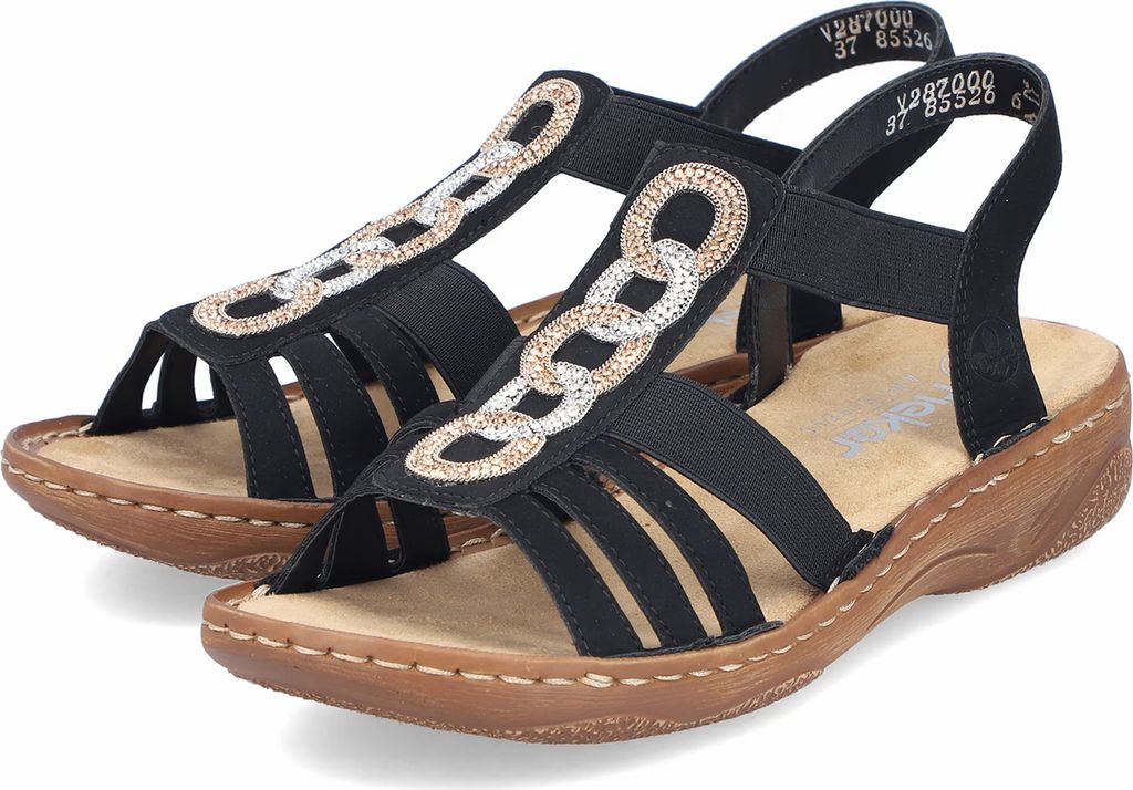 Rieker Damen Sandalen 39146-37, 39146-38, 39146-39, 39146-40, 39146-41, 39146-42, 39146-43 RIE-V2870 schwarz 40