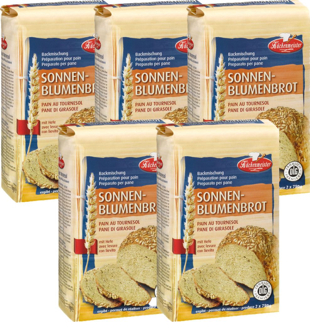 BIELMEIER Brotbackmischung Sonnenblumenbrot 5 Stück á 1000 g Küchenmeister