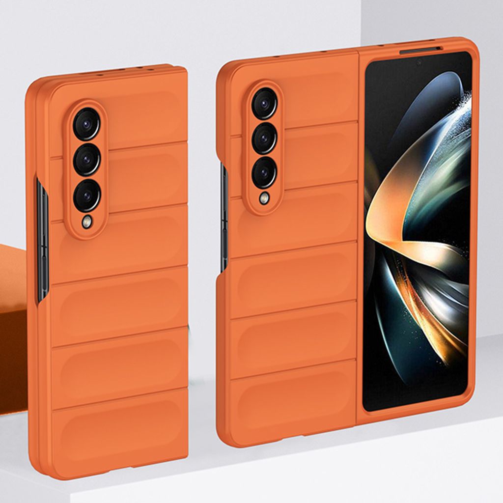 Galaxy Z Fold3 5G Hülle, Silikon Gummiert Stossfest Anti-rutsch Schutzhülle für Samsung Galaxy Z Fold 3 5G Orange