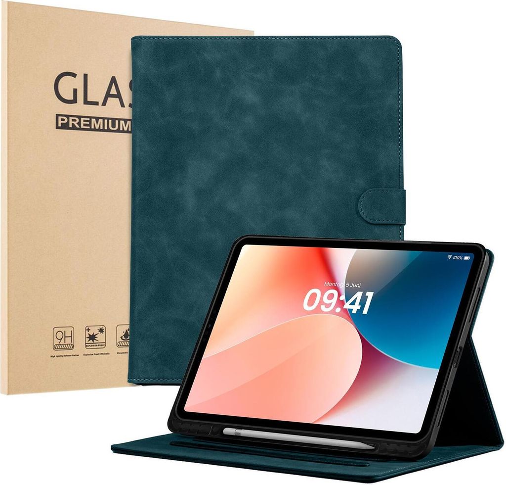 LBH Tablet Schutzhülle + 2x 9H Display Glas für Apple iPad Pro 6. Gen 12.9 Zoll Cover Case Schutz Tablet Farbe: Petrol