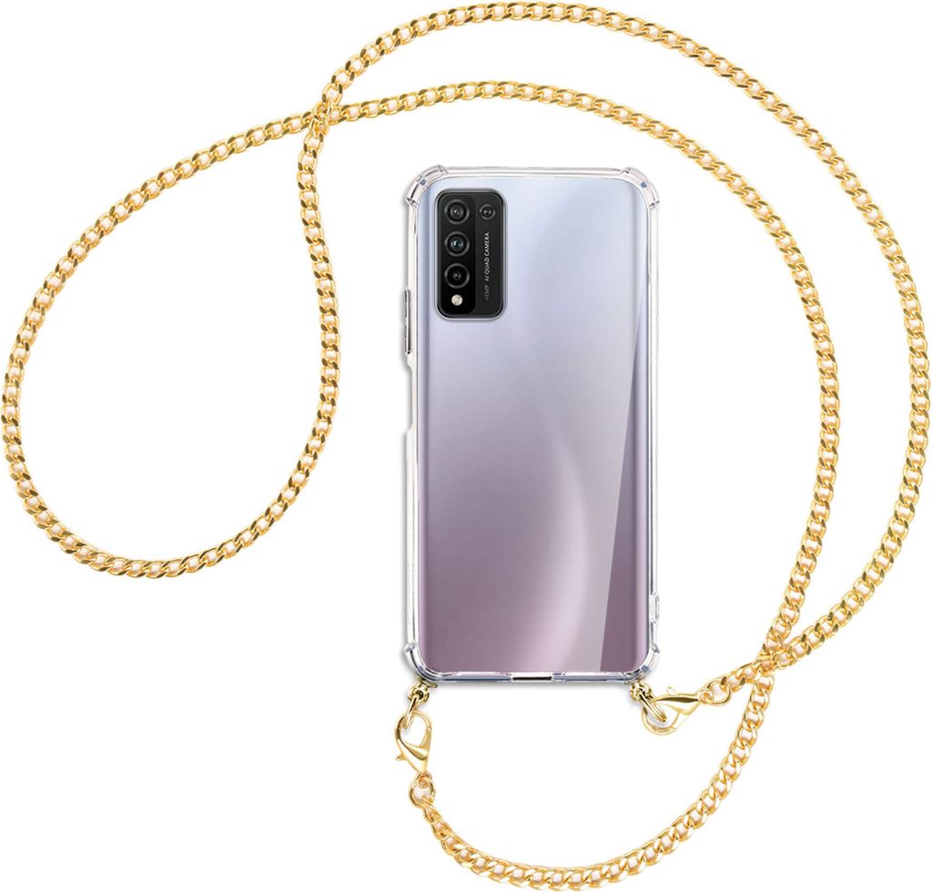 Handykette Backcover-Schutzhülle mit Band (Metall goldfarben) für Honor 10X Lite - goldfarbene Kette
