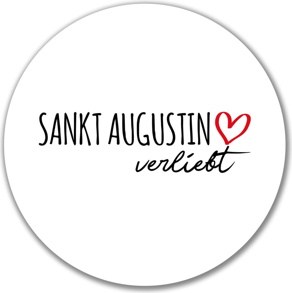 Huuraa Aufkleber Sankt Augustin verliebt 10cm rund Sticker Geschenkidee