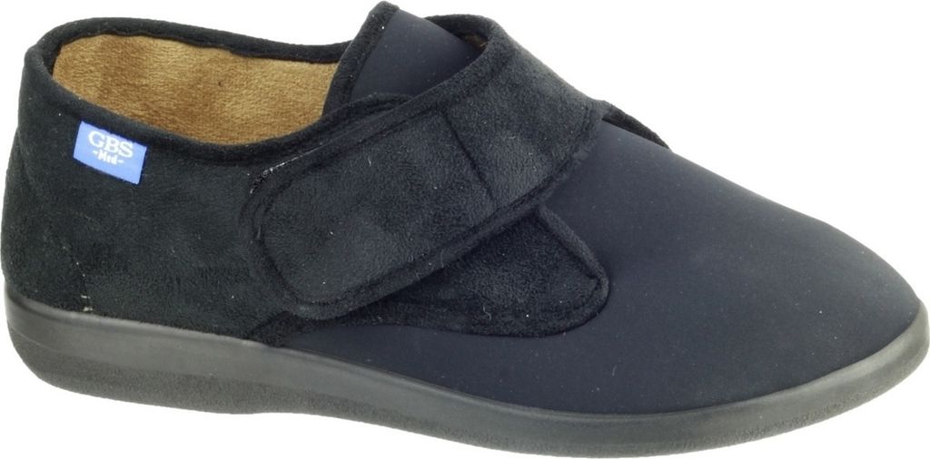 Great British Slippers Frenchay Damen Hausschuhe mit Klettverschluss FS2861 (39 EUR) (Schwarz)
