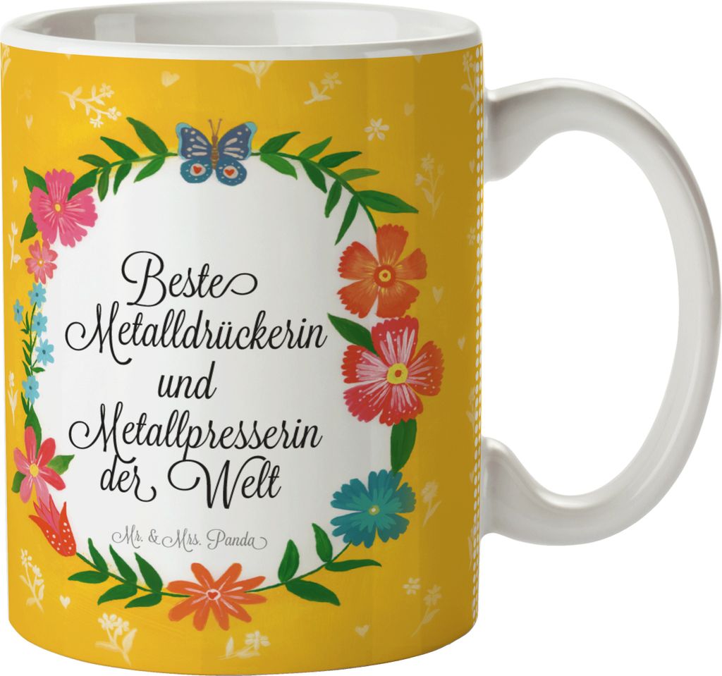 Mr. & Mrs. Panda Kaffeepott Metalldrückerin und Metallpresserin - Geschenk, Gratulation, Studium, Teepott, Kaffeetasse, schöne tasse, Trinkbecher...