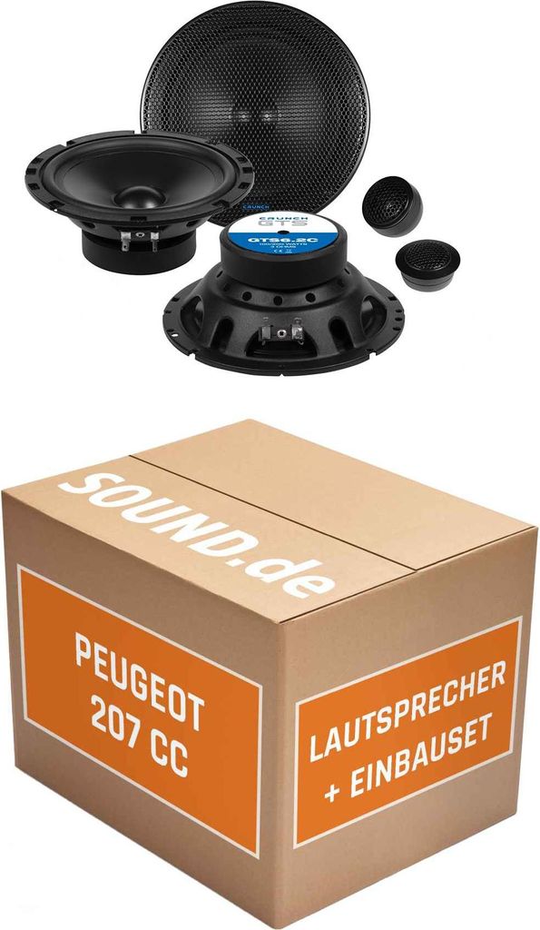 Lautsprecher Boxen Einbaupaket vorne Crunch GTS passend für Peugeot 207 CC | 2x Tief-Mitteltöner 2x Hochtöner 4x Frequenzweiche