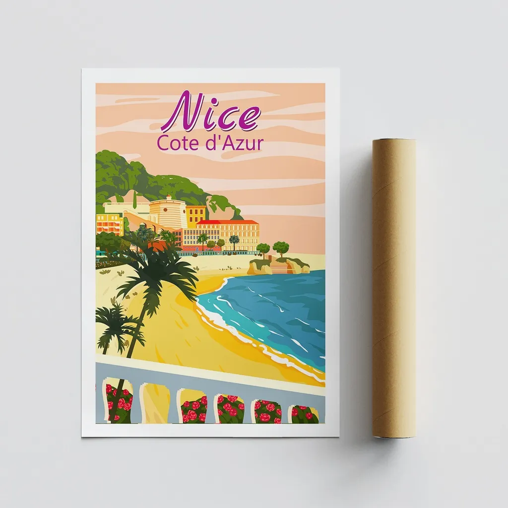 Affiche Wallity Nice Côte d'Azur 1997 - Format A3 Satiné Multicolore