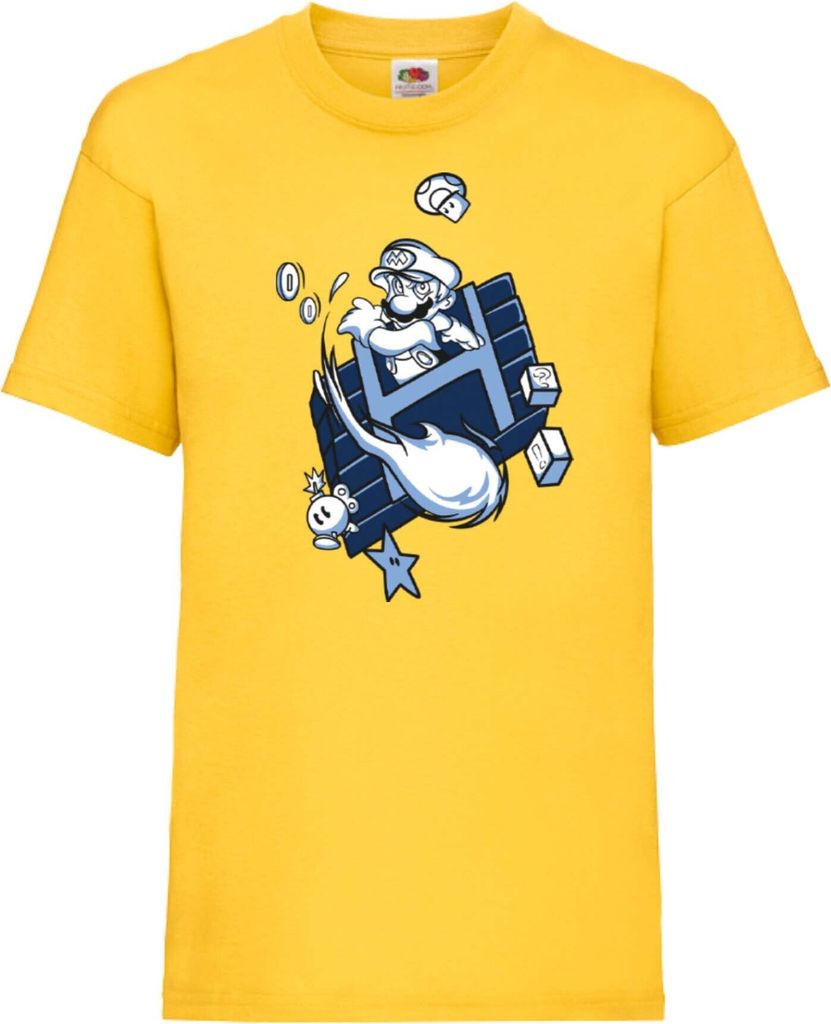 Kinder T-Shirt Japan Animation Manga Anime Comics Game Mario Fun Fire ball Var-006 Game Mario Fun Fireball, 5-6 Jahr - 116 / Gelb