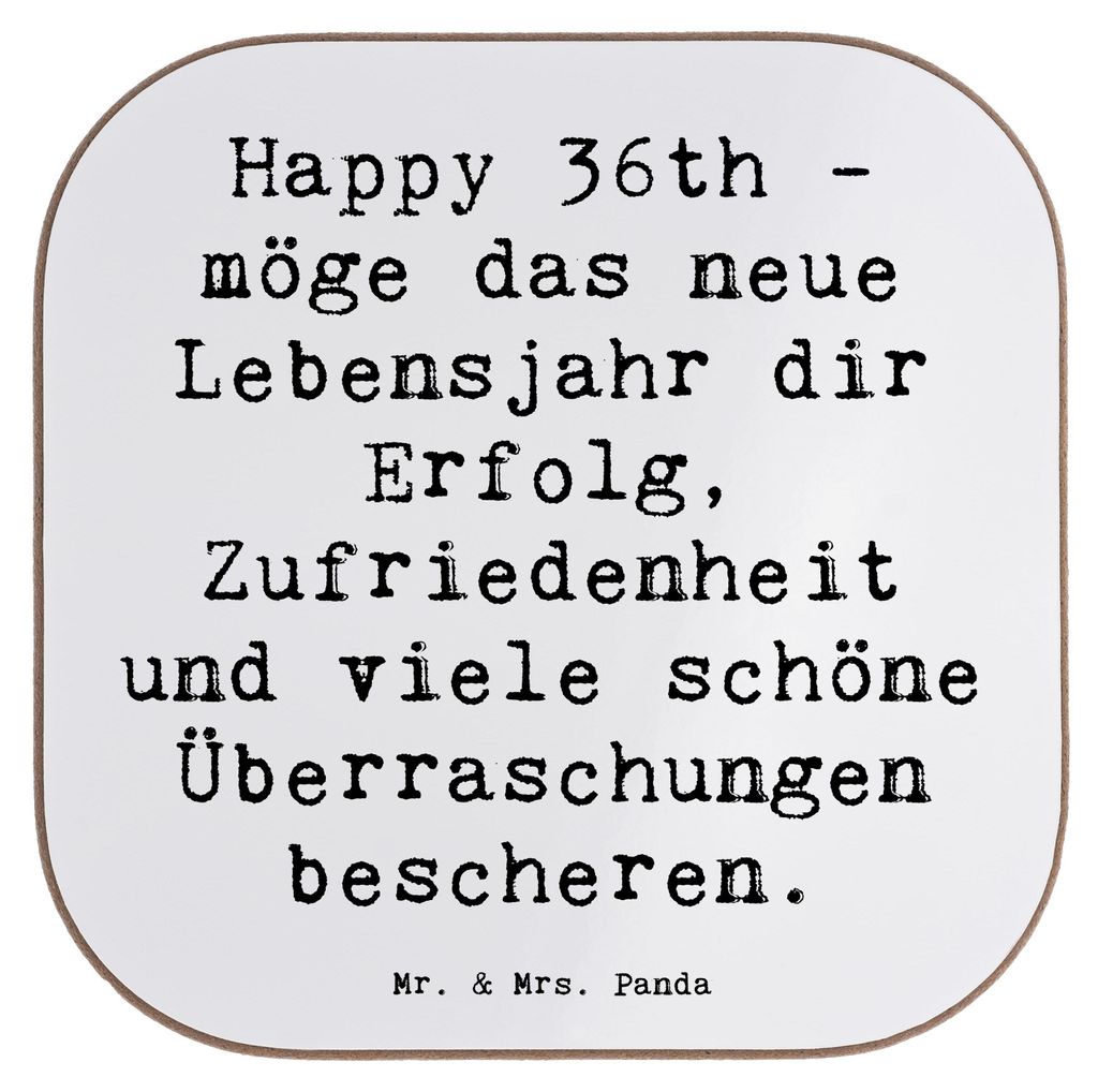 Mr. & Mrs. Panda Untersetzer für Gläser Spruch 36. Geburtstag Segen - Weiß - Geschenk, Tischuntersetzer, Tassenuntersetzer, Happy Birthday, Glü...