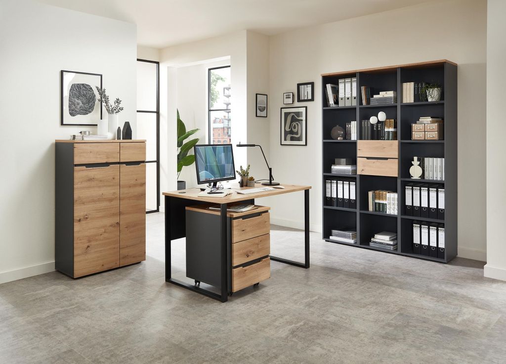 Komplettbüro MEMPHIS VIII 6-teilig Front Artisan Eiche Korpus Graphit