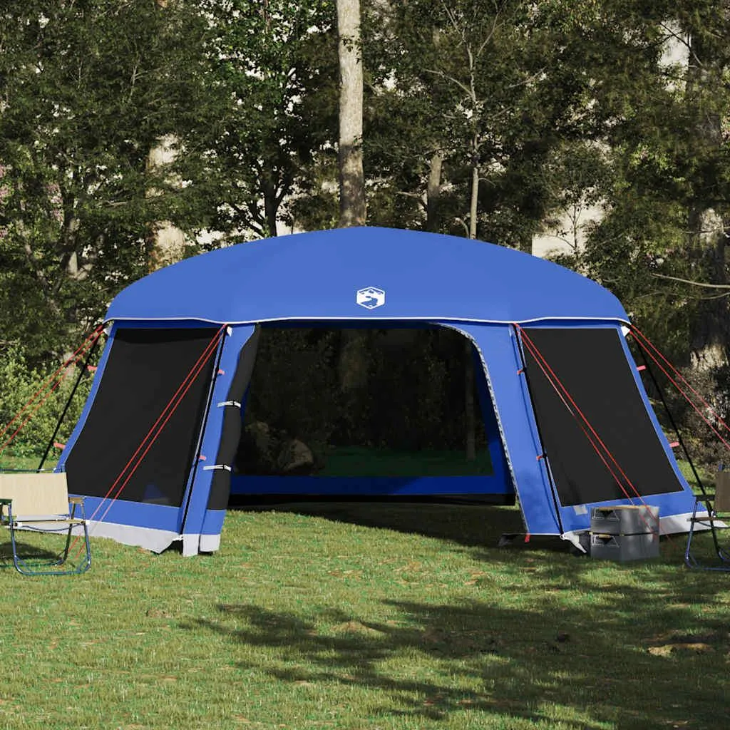 Abri de piscine dôme avec parois filet et toit amovible bleu 618x532 cm