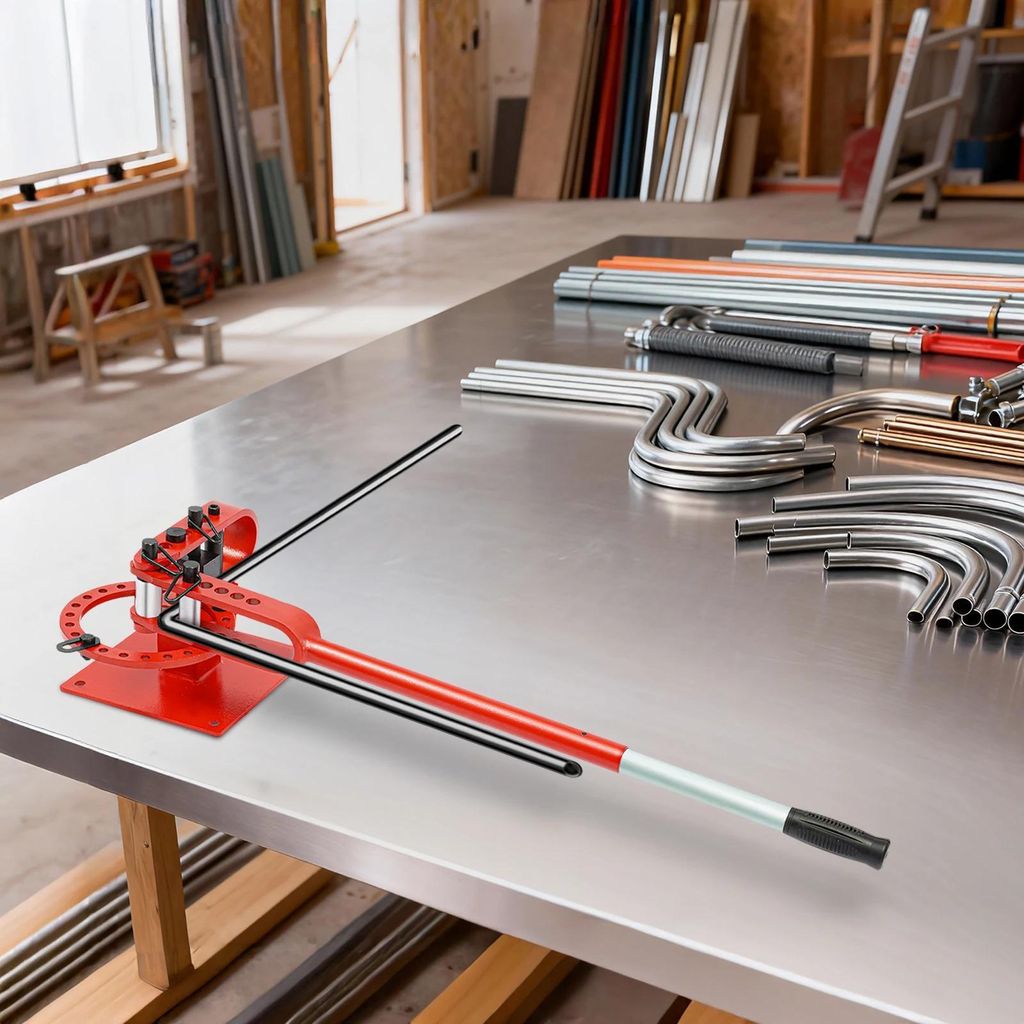 Rohrbiegemaschine - Manueller Rohrbieger - 0–200° - 7 Matrizen 2,54–7,62 cm - Kapazität 8×32 mm, 6×50 mm - Länge 81–102 cm - Auburn