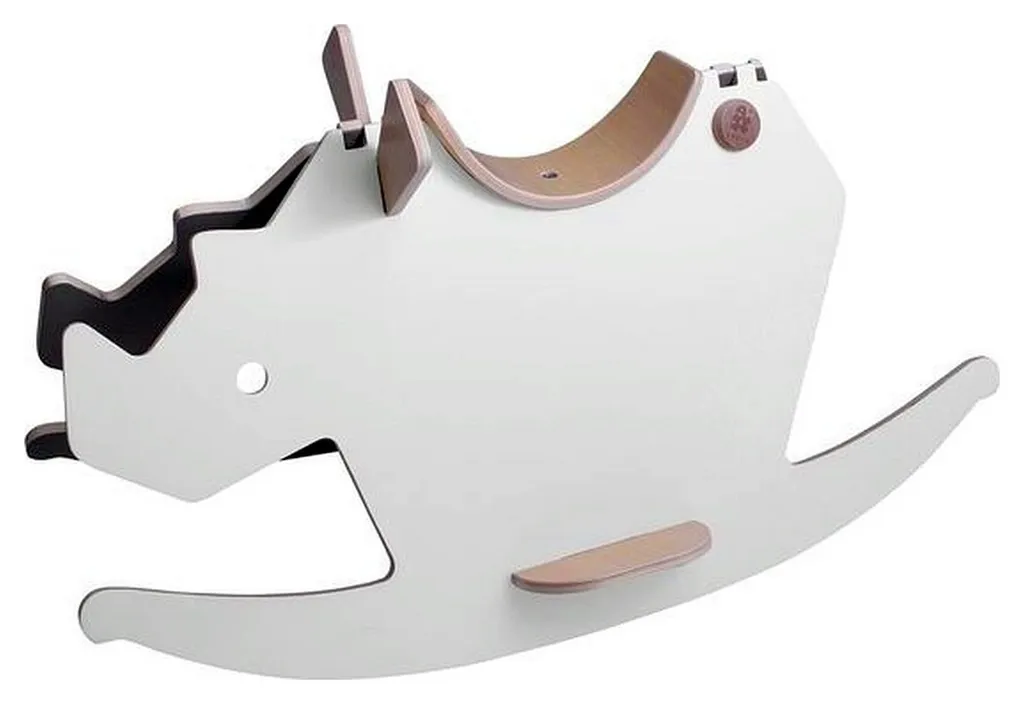 Jouet à Bascule Rhinocéros Sebra Gris - Mobilier d'Éveil en Bois pour Bébé
