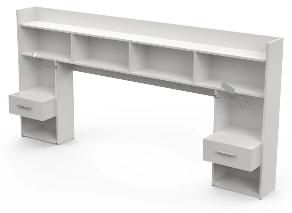 Aménager une petite chambre : Tête de lit CHICAGO blanche liseuses LED - 4