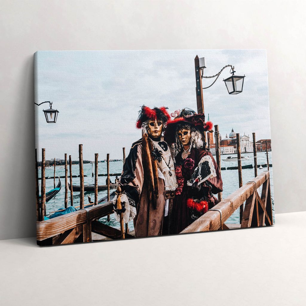 Karneval in Venedig – Leinwandbild Wandbild – 80x60 cm – Leinwandbilder – Wandbilder – Schlafzimmer – Flur