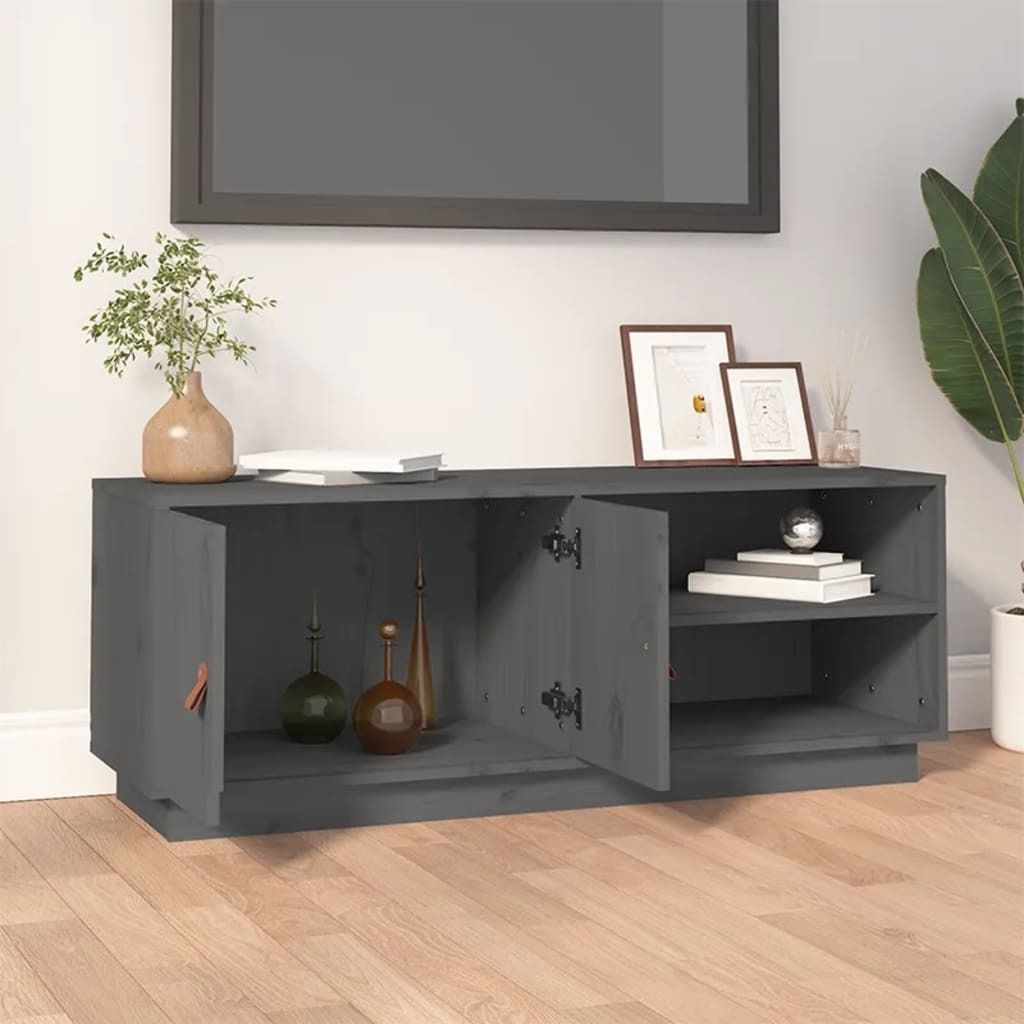 "Rabatt" TV-Schrank - Fernsehschrank - TV-Lowboard - Grau 105x34x40 cm Massivholz Kiefer - TV-Schränke CC21553