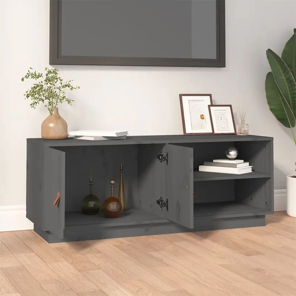Mobile Porta TV 105x34x40 cm in Pino Massiccio Grigio | Legno Vero - 2