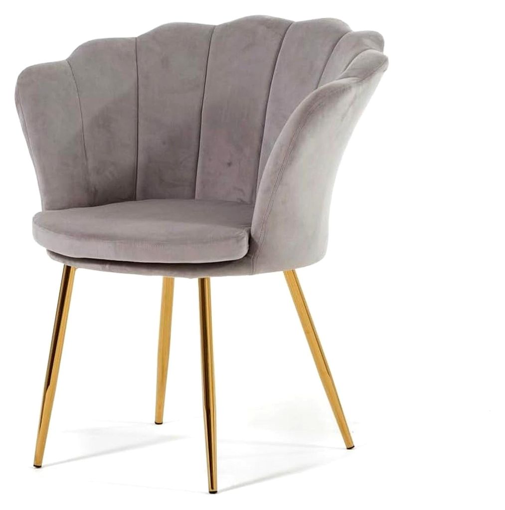 Gepolsterter Sessel mit Muschel-Rückenlehne aus Samt und verchromten Beinen, für Wohnzimmer, Schlafzimmer und Esszimmer