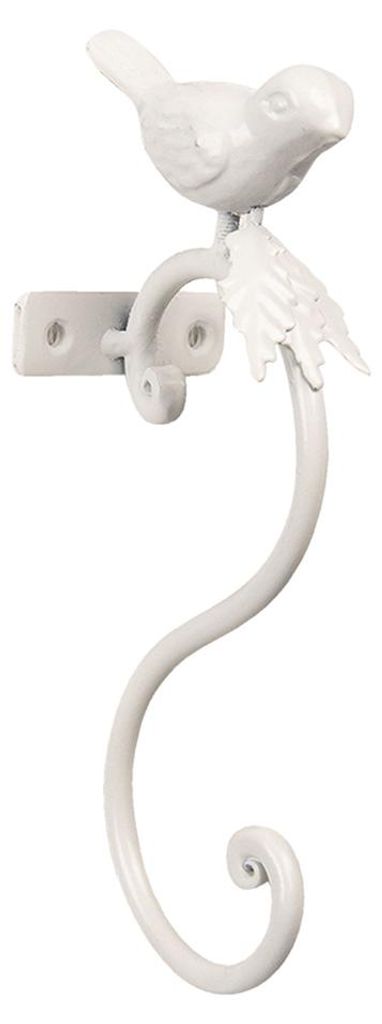 Clayre & Eef Wandhaken, vogelmotief, 4x7x19 cm, wit, ijzer Productafbeelding 